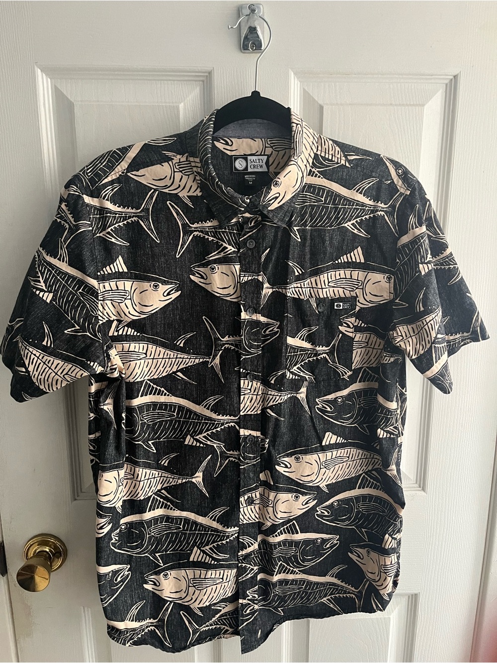 Salty Crew Men's Black & Cream Tuna Print SZ Medium